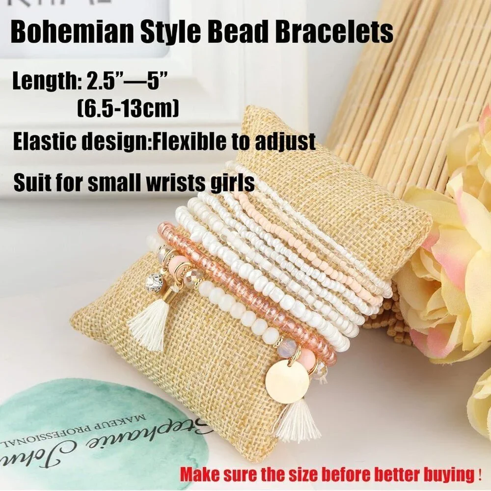 Boho Bead Bracelets Set Multicolor Stackable Stretch Accessories for Women Men - Picture 2 of 7